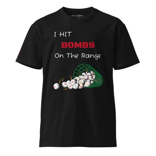 Premium T-Shirt | Bombs on the Range- Sticks & Bag Golf