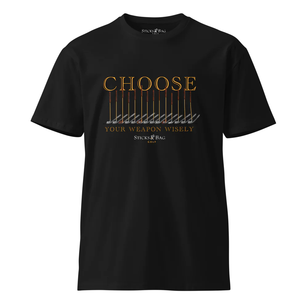 Premium T-Shirt | Choose your weapon / Sticks & Bag Golf