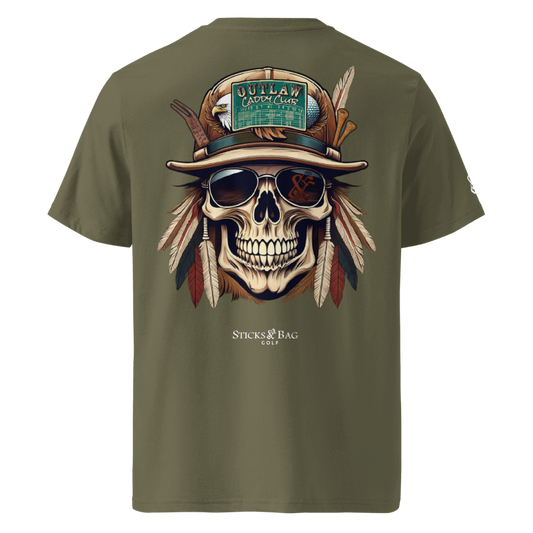 Organic Ribbed Neck T-Shirt | Caddy Club- Outlaw- Sticks & Bag Golf