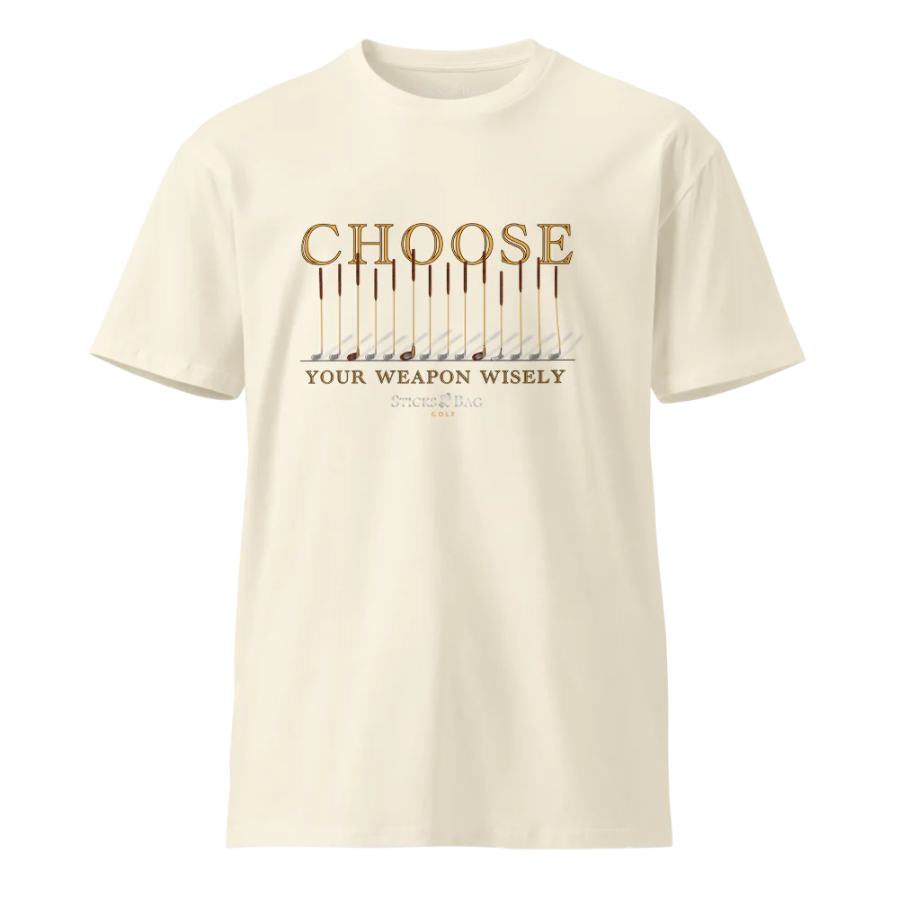 Premium T-Shirt | Choose your weapon / Sticks & Bag Golf