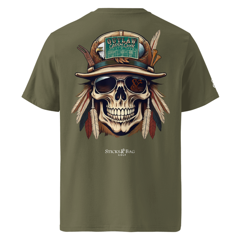 Organic Ribbed Neck T-Shirt | Caddy Club- Outlaw- Sticks & Bag Golf